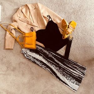 Black Marble Pleated Pants